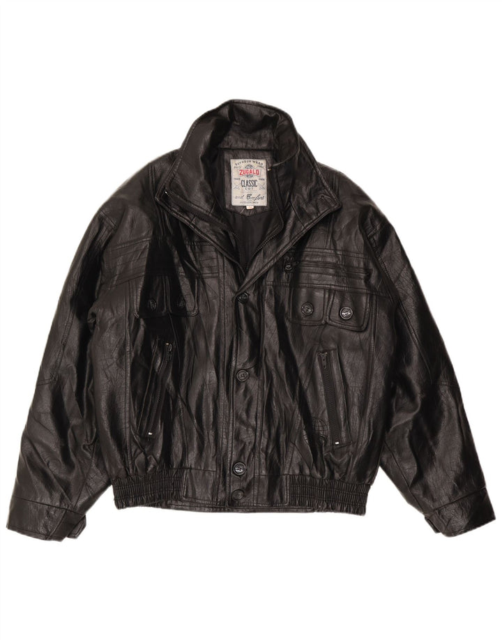 Jaqueta de couro masculina vintage UK 38 média preta
