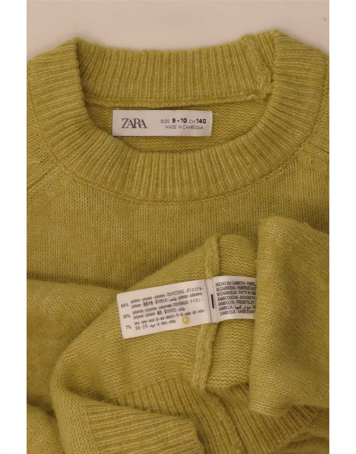Suéter Zara Boys com gola redonda 9-10 anos verde poliéster