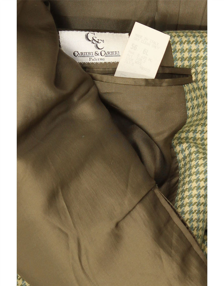 Carieri&Carieri Jaqueta blazer masculina de 2 botões IT 56 3XL verde Houndstooth