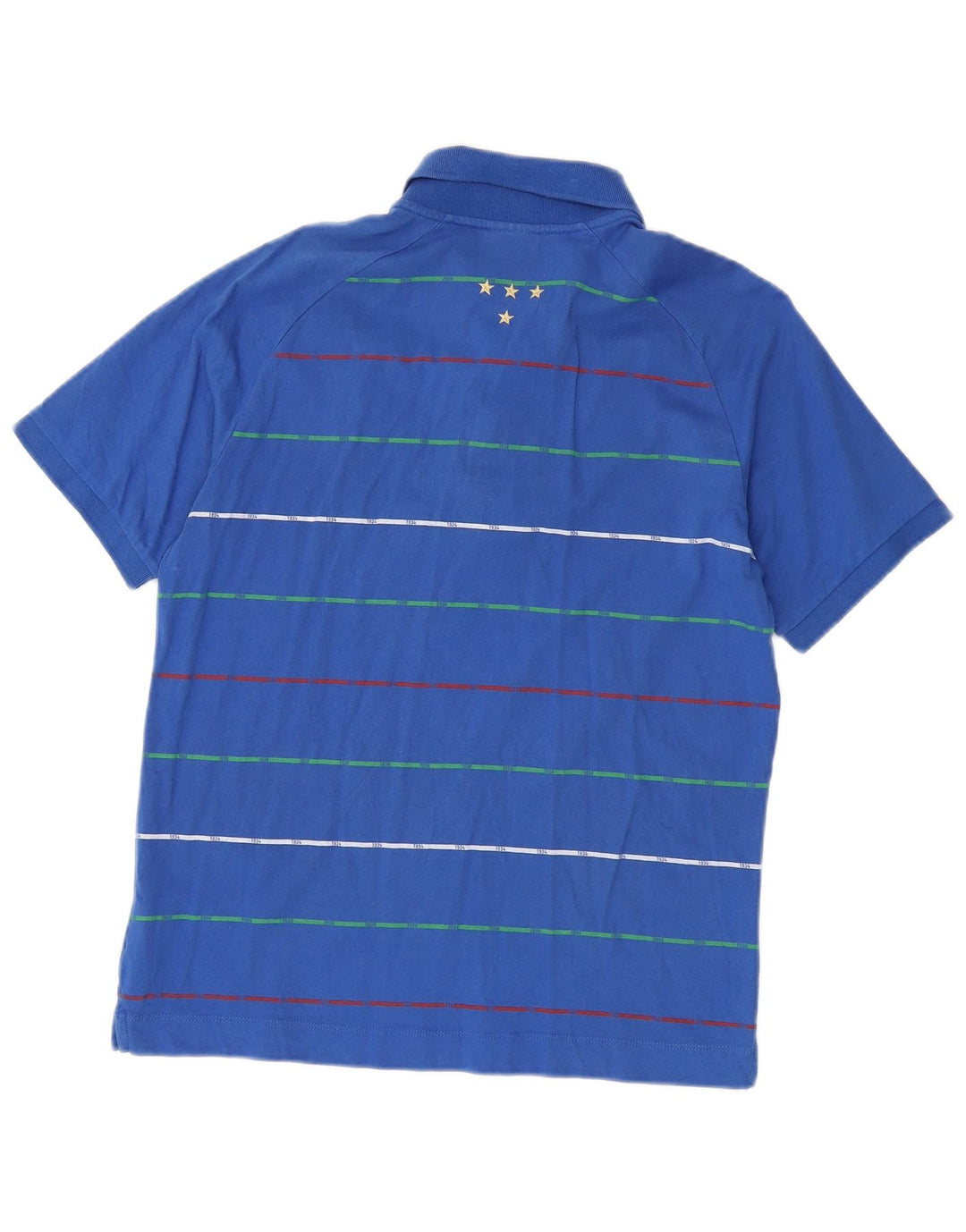 Camisa polo masculina Puma Italia de algodão listrado azul médio