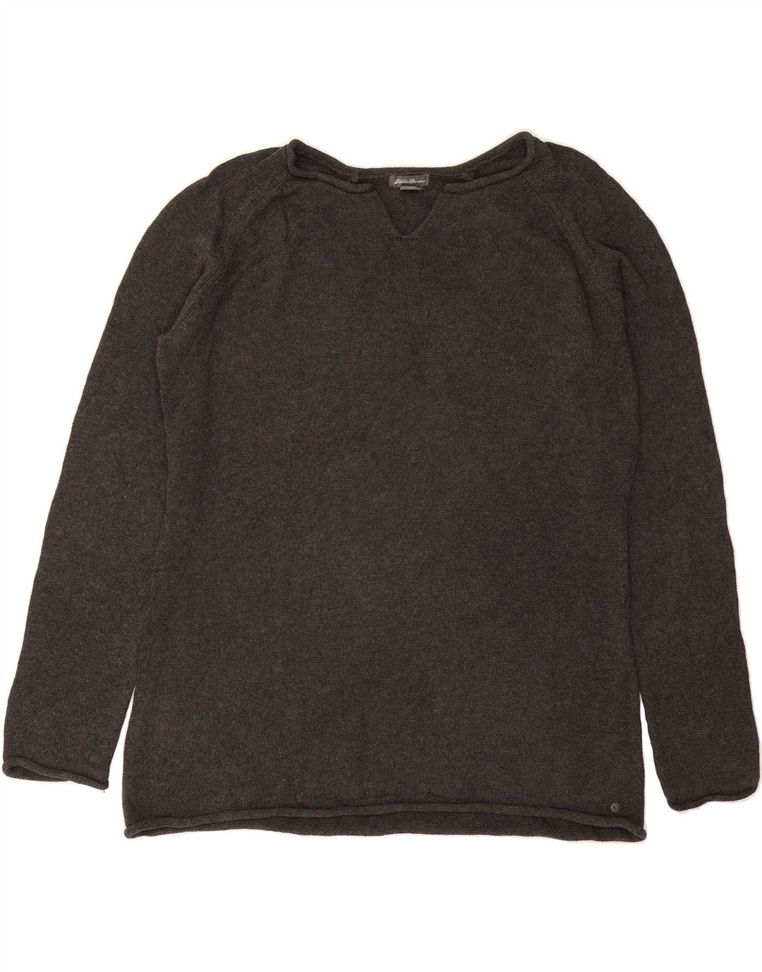 EDDIE BAUER Womens V-Neck Jumper Sweater UK 16 Large Grey Cotton Vintage Eddie Bauer and Second-Hand Eddie Bauer from Messina Hembry 