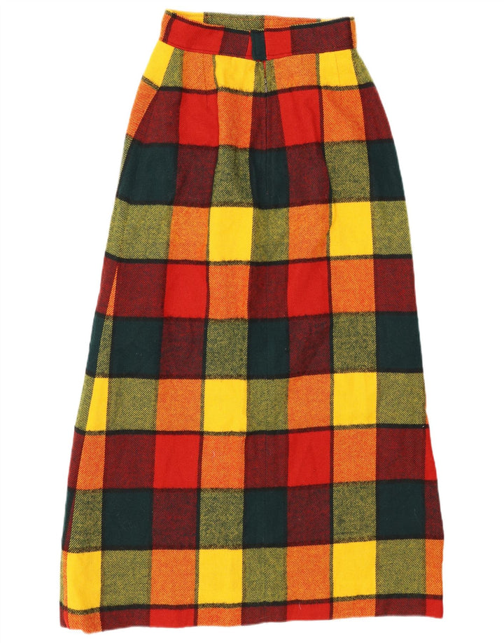Saia maxi feminina David Smith EUA 8 médio W26 xadrez multicolorido