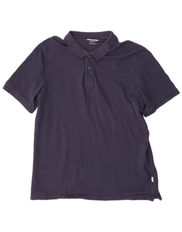 Jack & Jones Mens Polo Shirt Medium Navy Blue Cotton