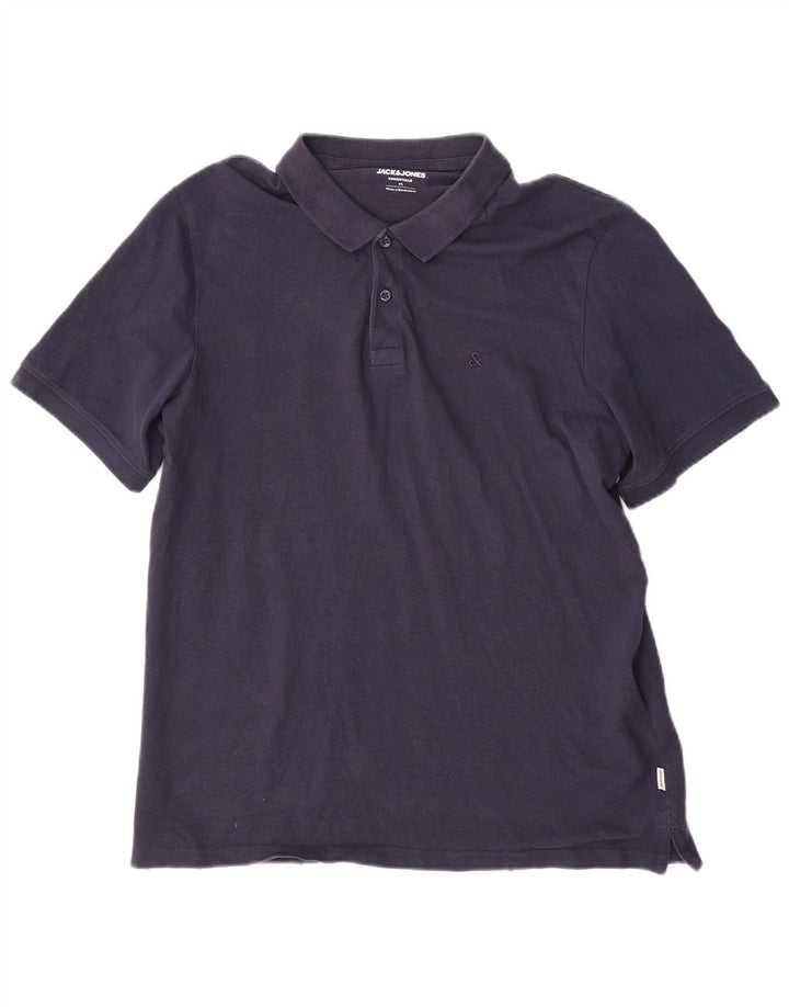 Camisa polo masculina Jack & Jones médio algodão azul marinho