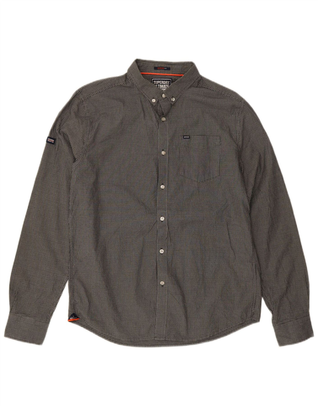 Camisa masculina Superdry Regular Fit grande algodão xadrez cinza