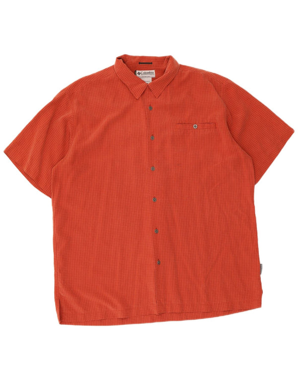 Camisa masculina Columbia Titanium de manga curta XL laranja Gingham Modal