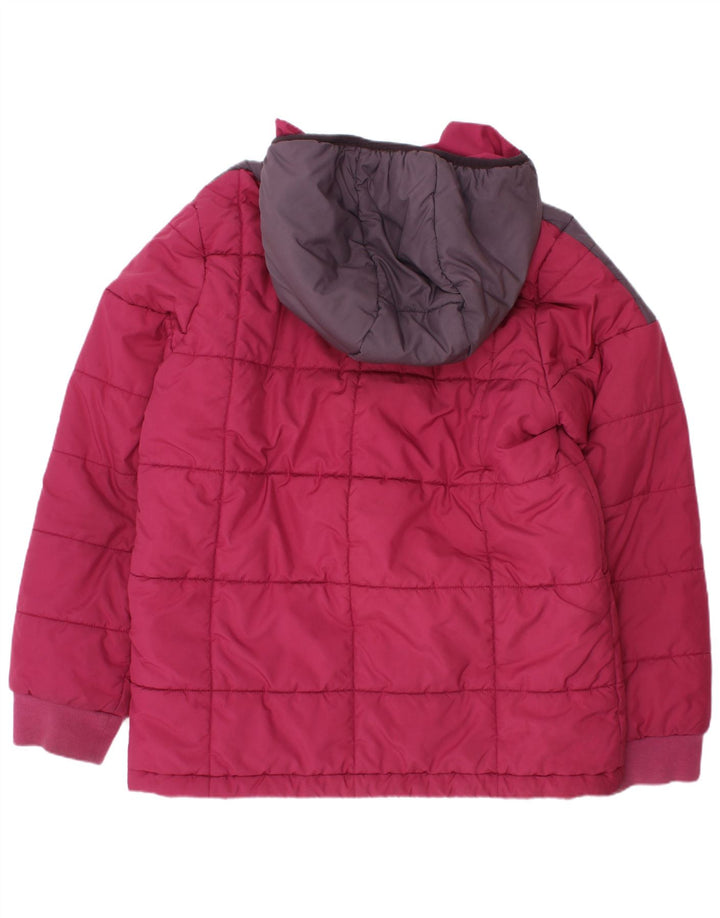 Jaqueta acolchoada com capuz Adidas Boys 9-10 anos rosa colorblock poliéster