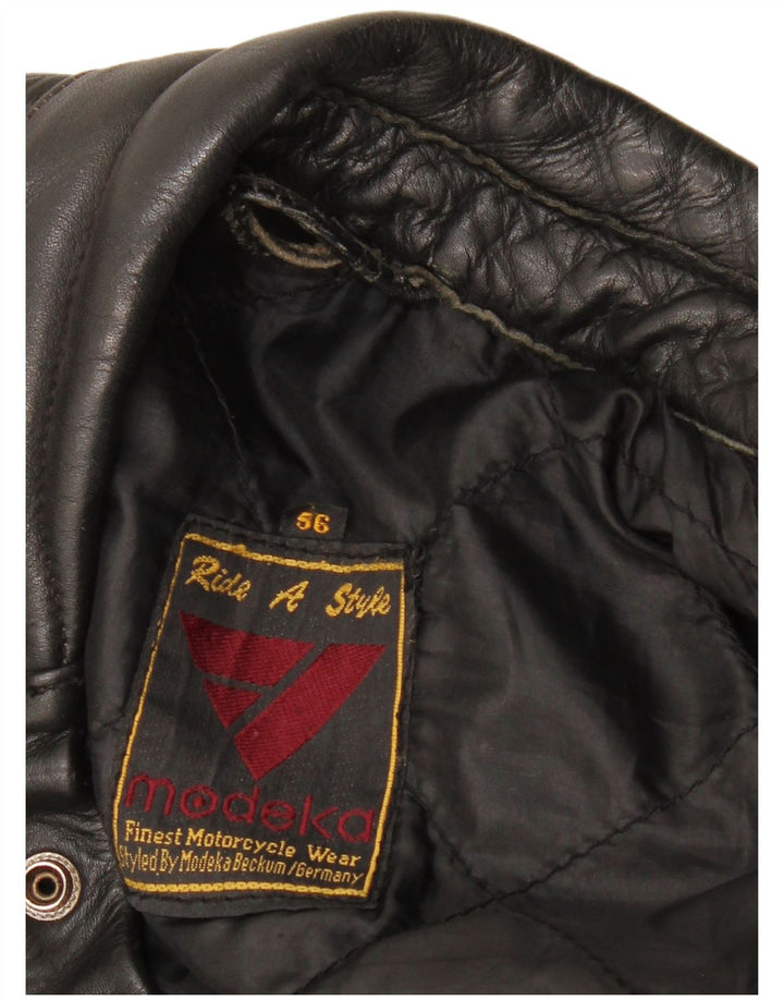 Jaqueta masculina de couro Racer Modeka IT 56 2XL motocicleta preta