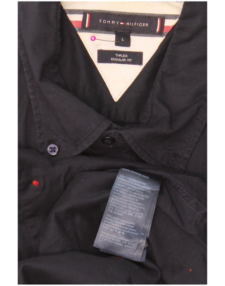 Camisa masculina TOMMY HILFIGER regular fit grande algodão azul marinho