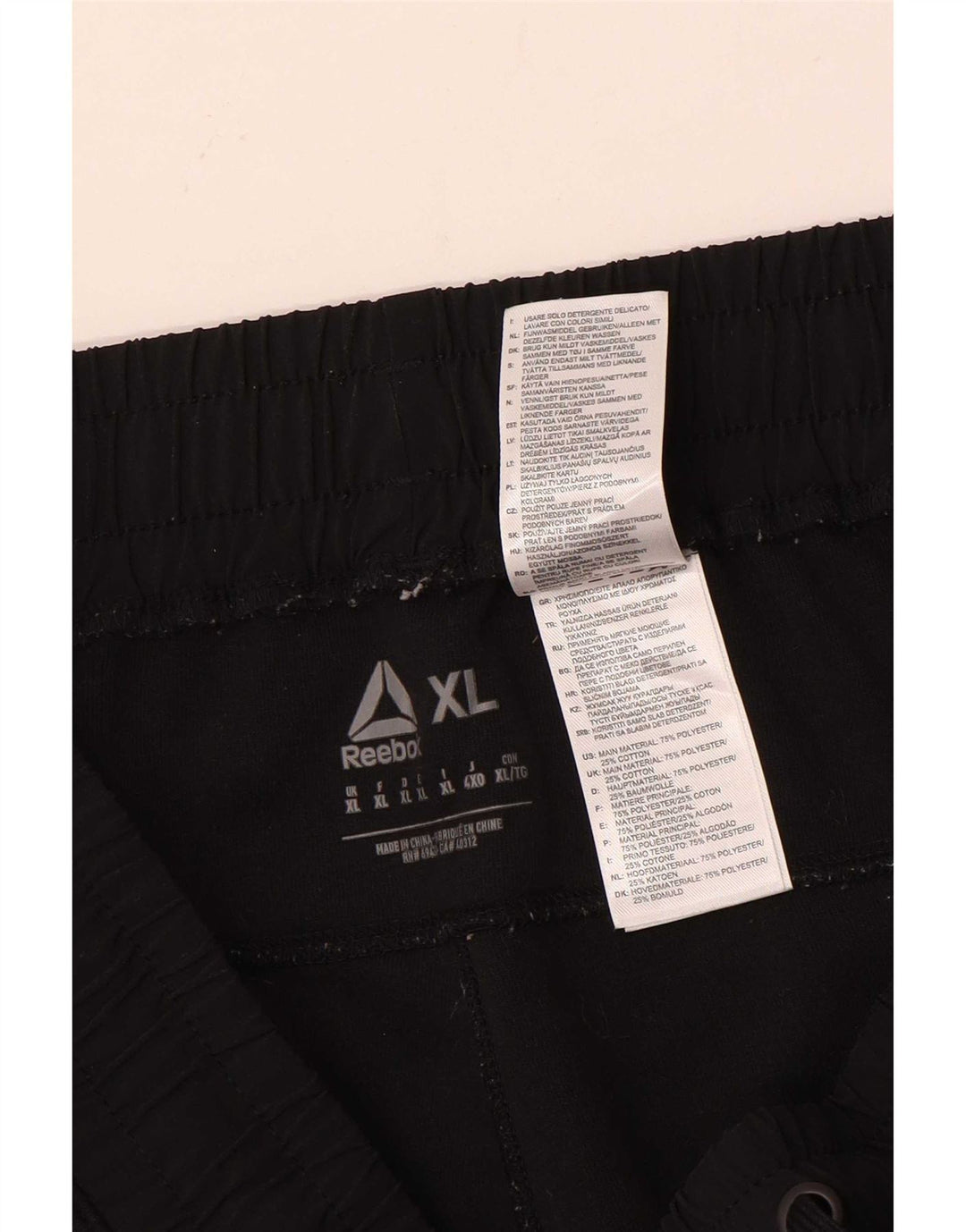 Calças de treino masculinas Reebok XL algodão preto