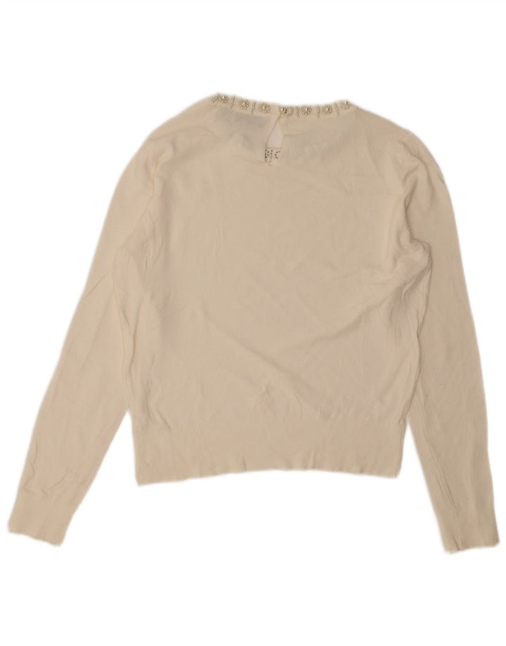 Suéter feminino Oasis com gola canoa e viscose branca média UK 14