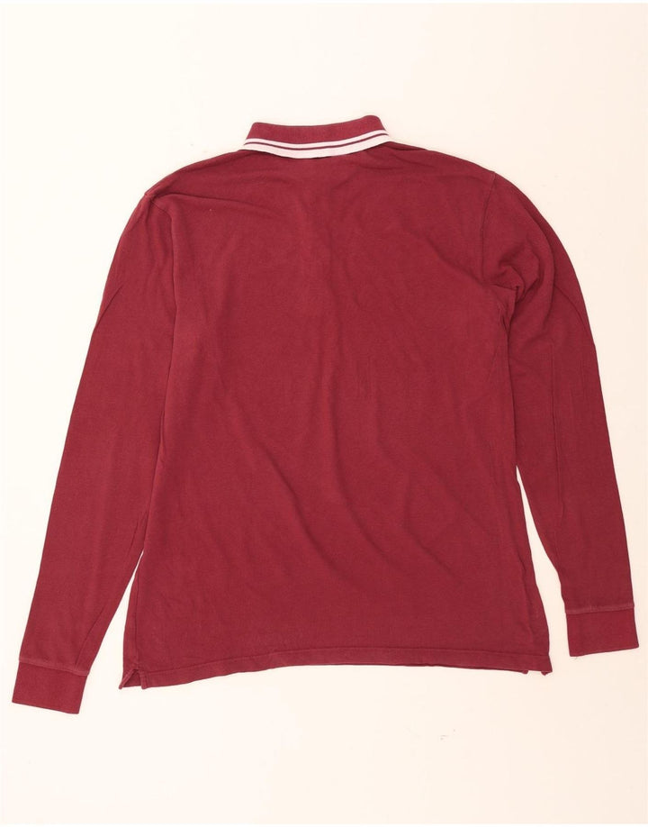 ASICS Mens Long Sleeve Polo Shirt XL Burgundy Cotton Vintage Asics and Second-Hand Asics from Messina Hembry 