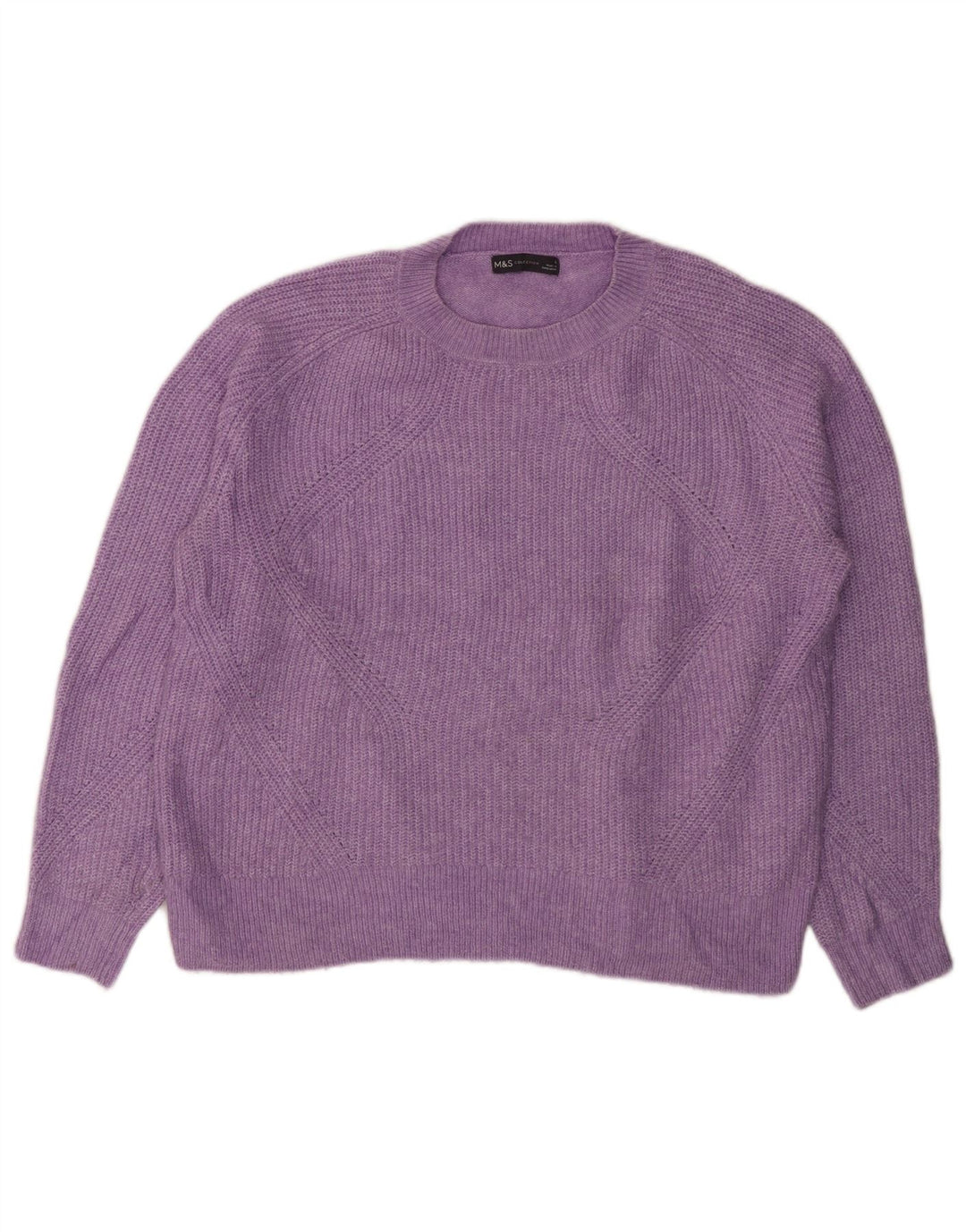 Suéter feminino MARKS & SPENCER com gola redonda Reino Unido 16 grande roxo
