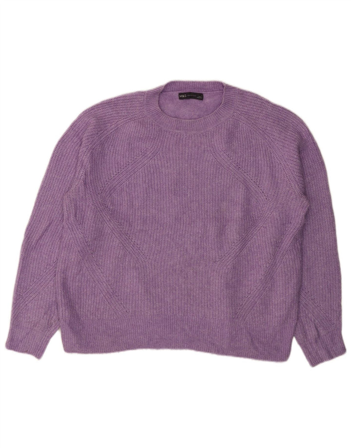 Suéter feminino MARKS & SPENCER com gola redonda Reino Unido 16 grande roxo