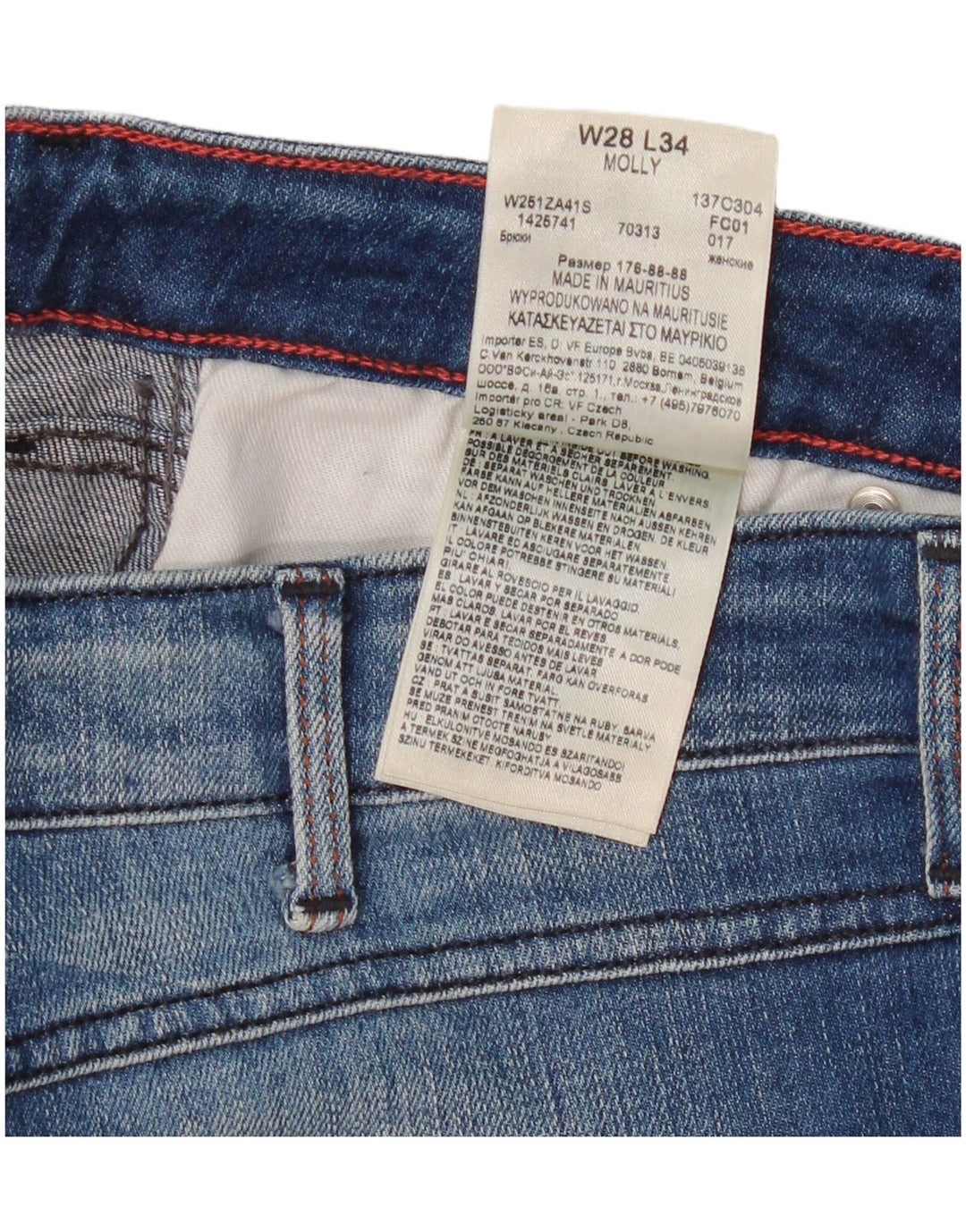 Wrangler feminino Molly Slim Jeans W28 L34 azul algodão