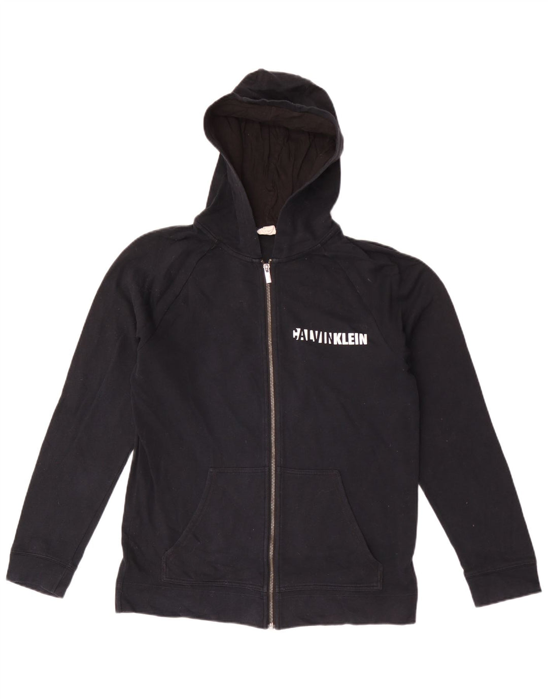 Calvin Klein Suéter masculino com capuz e zíper gráfico médio preto