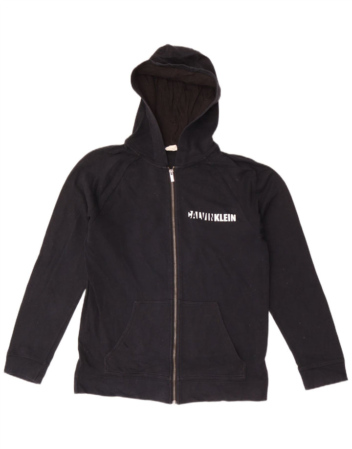Calvin Klein Suéter masculino com capuz e zíper gráfico médio preto