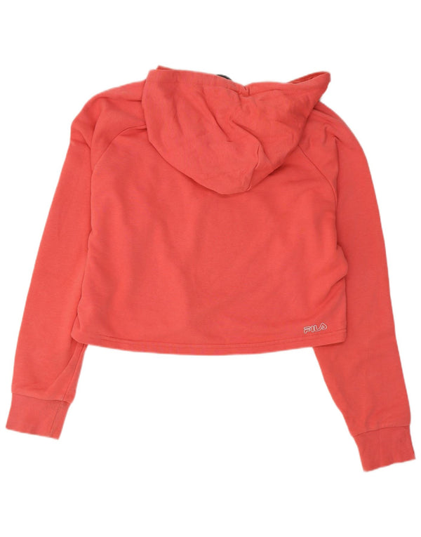 Suéter feminino Fila com capuz e corte gráfico oversized UK 6 XS rosa