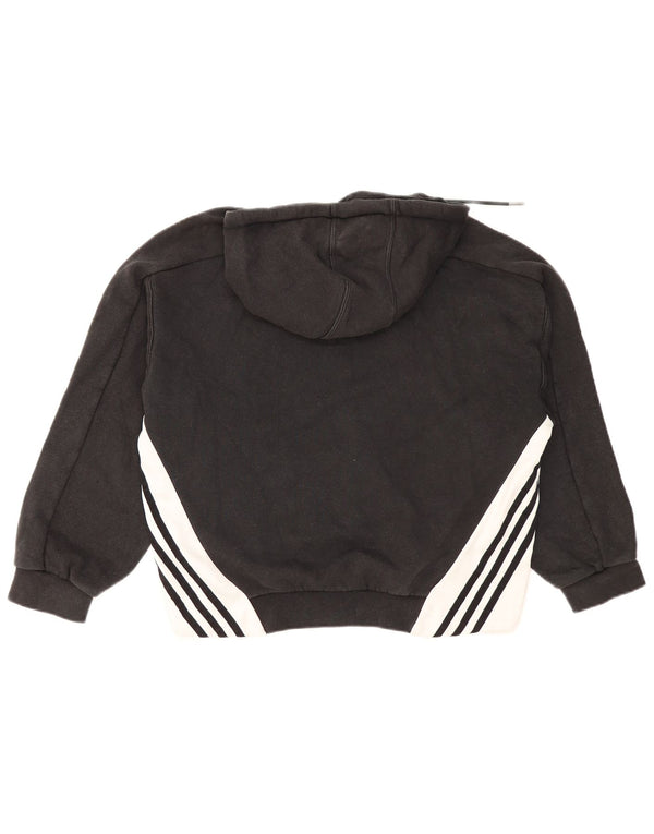 Adidas Womens Three Stripes Hoodie Jumper Reino Unido 10 Pequeno Preto Colorblock