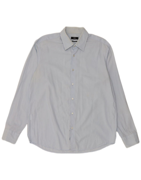 Camisa masculina Hugo Boss Regular Fit tamanho 43/17 XL algodão azul