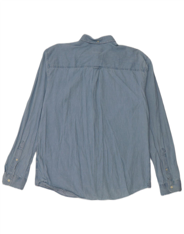 Camisa jeans masculina de ajuste relaxado Jack Wills algodão azul médio