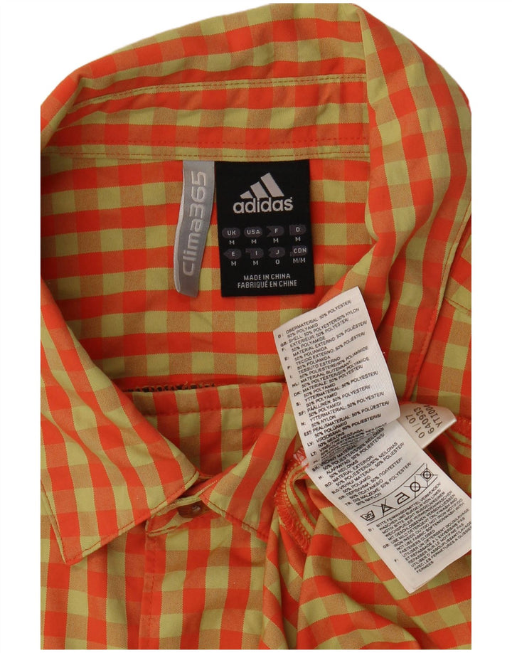 Adidas Mens Camisa de Manga Curta Médio Laranja Gingham Poliéster