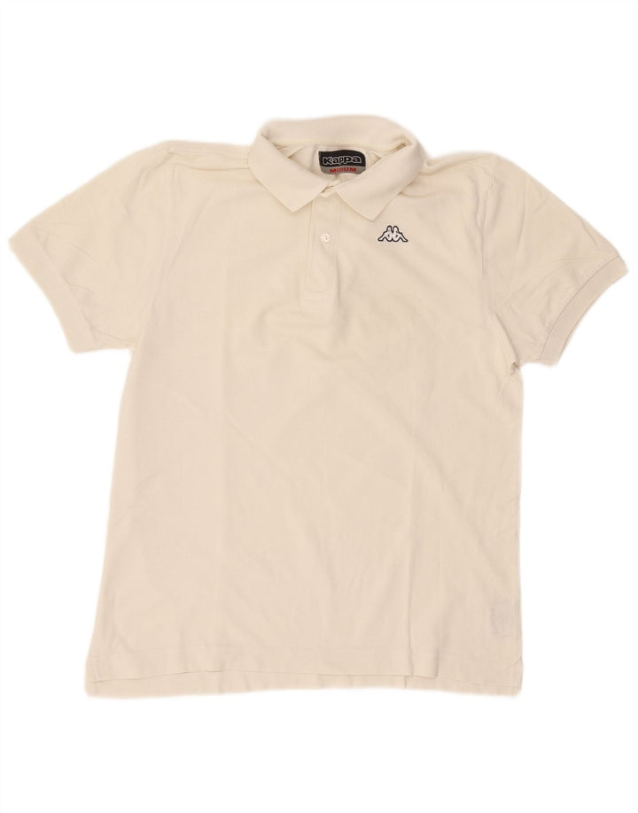 Camisa polo masculina Kappa de algodão branco médio