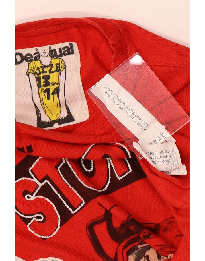 Desigual Top gráfico menino manga comprida 13-14 anos algodão vermelho