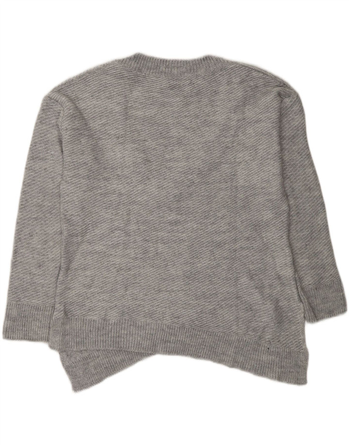 Suéter Zara feminino assimétrico com decote em V grande tamanho Reino Unido 10 pequeno cinza