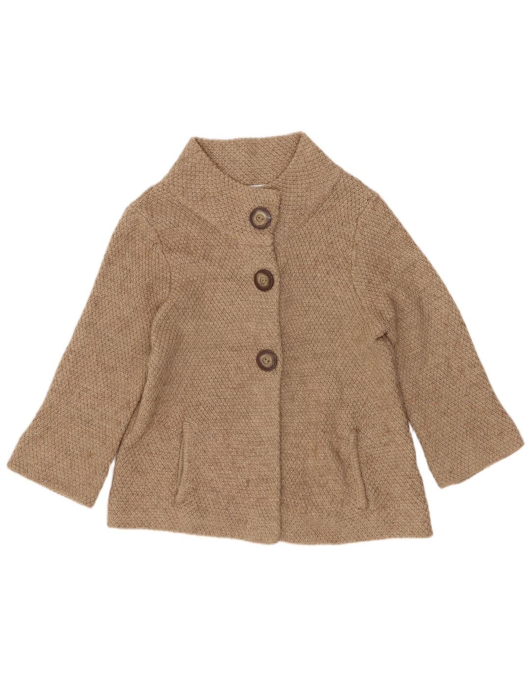 Suéter cardigã feminino de manga 3/4 da Marks & Spencer Reino Unido 12 médio bege