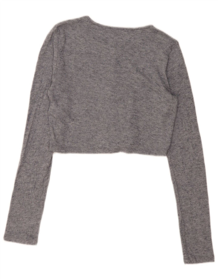 Suéter cardigã feminino Zara UK 10 viscose cinza pequeno