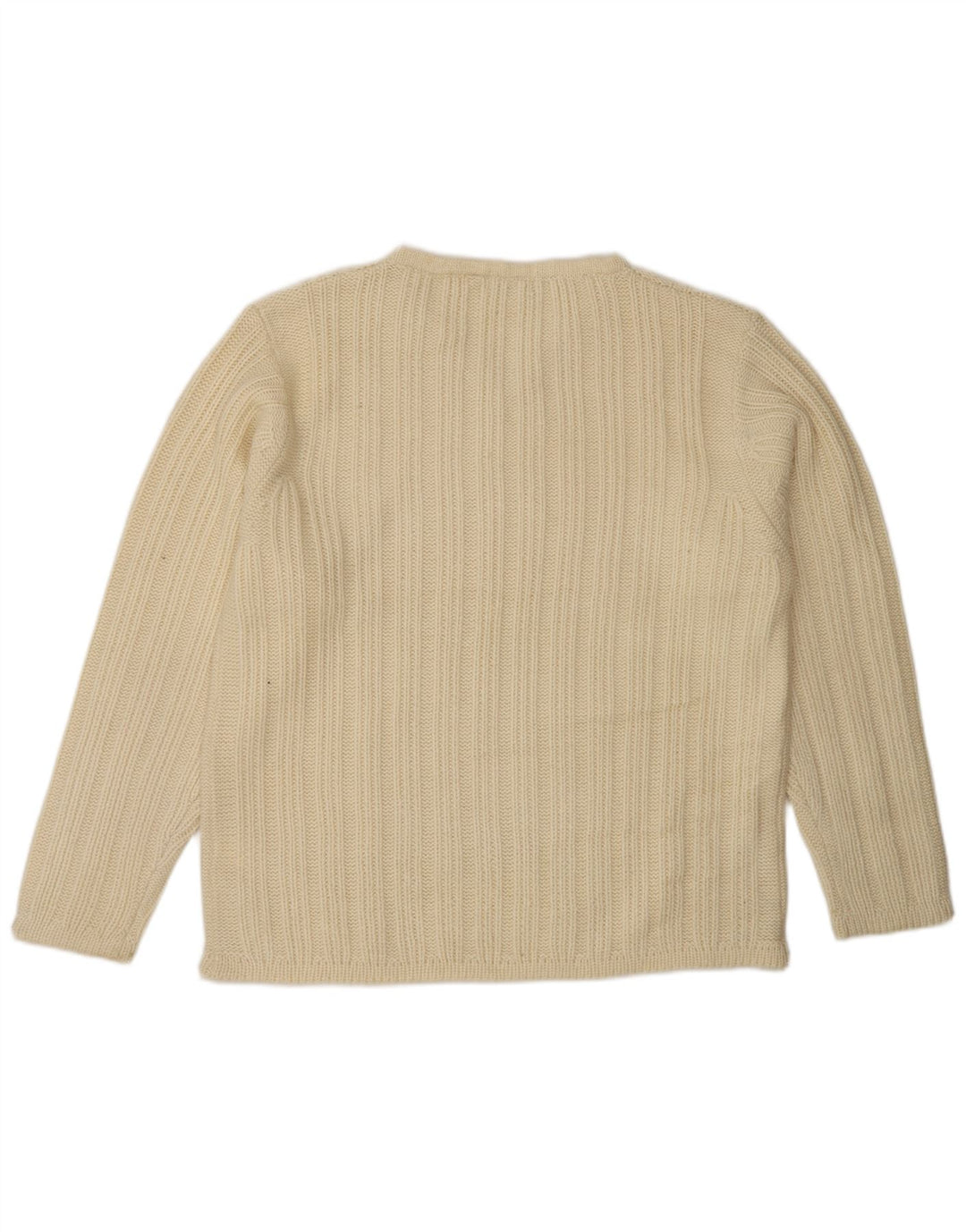 Suéter masculino VINTAGE com decote em V, grande lã branca