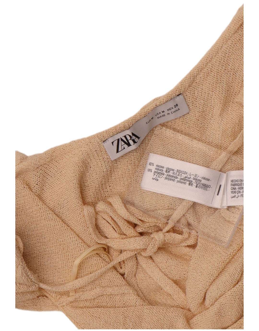 Top Zara Feminino Crop Off Ombro Reino Unido 12 Viscose Bege Médio