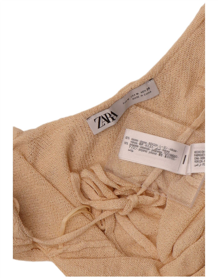 Top Zara Feminino Crop Off Ombro Reino Unido 12 Viscose Bege Médio