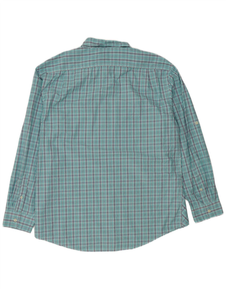 Camisa masculina grande e alta IZOD 2XL algodão xadrez azul