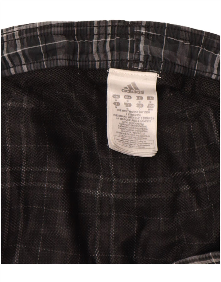 Shorts de natação masculino Adidas poliéster xadrez cinza médio