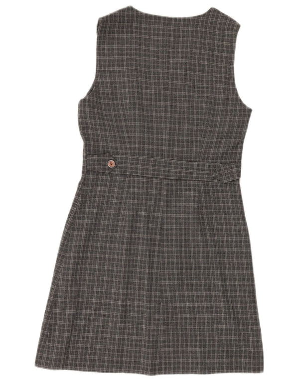 Vestido camisa feminino superior sem mangas IT 42 viscose xadrez cinza médio