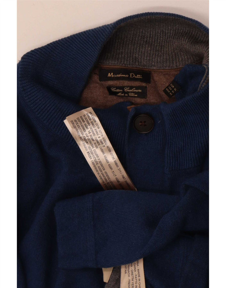 Suéter cardigã masculino Massimo Dutti XL algodão azul marinho