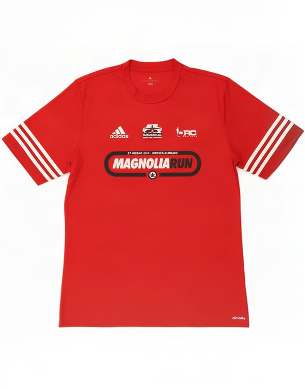 Adidas Mens Climalite Graphic T-Shirt Top Grande Poliéster Vermelho