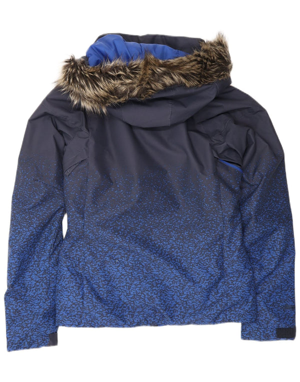 Jaqueta corta-vento feminina com capuz O'Neill UK 10 pequena azul marinho manchada