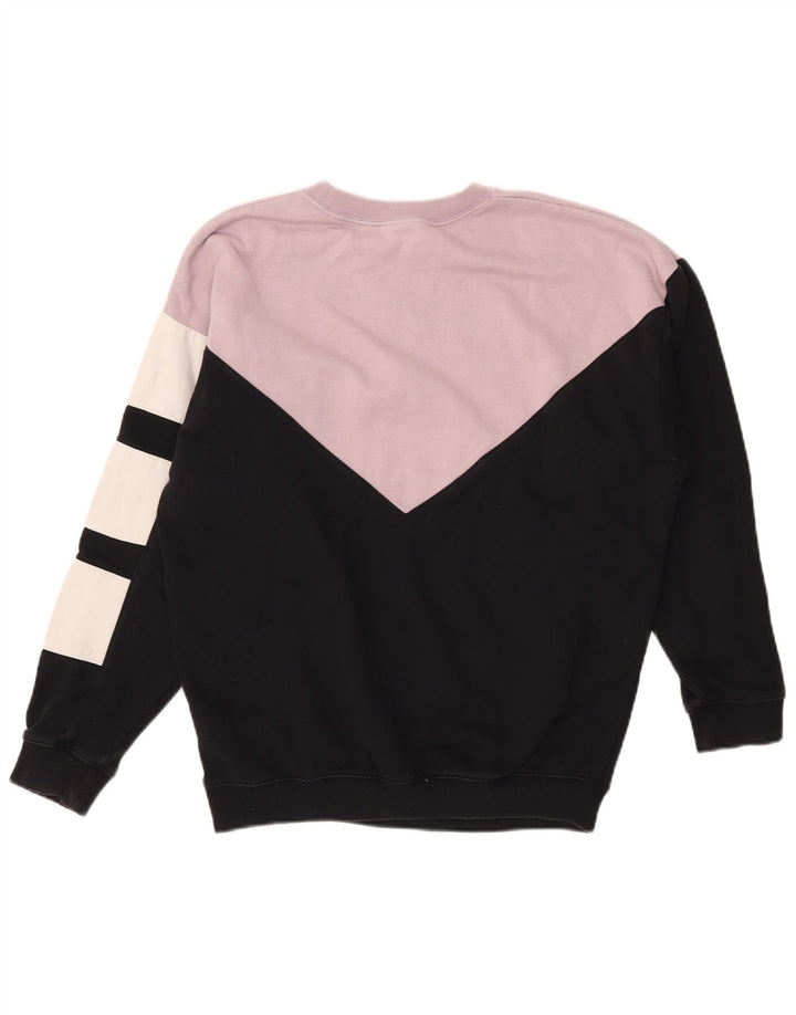 Adidas feminino oversized moletom jumper UK 12 médio preto colorblock