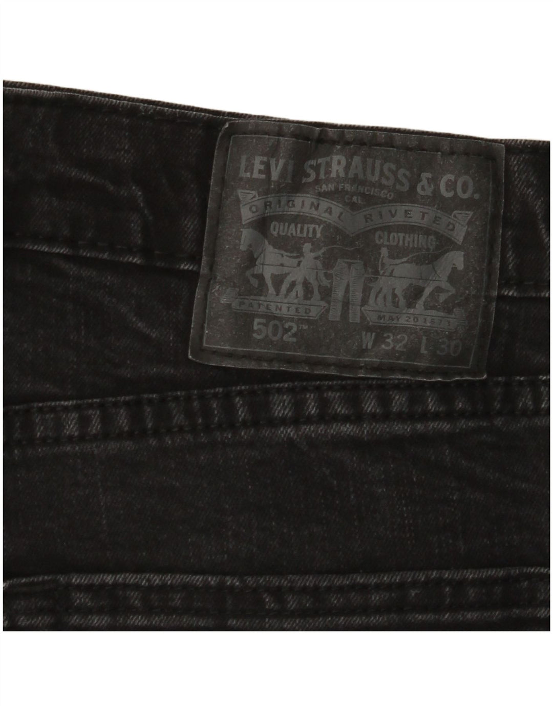 LEVI'S Masculino 502 Tapered Jeans W32 L30 Algodão Preto