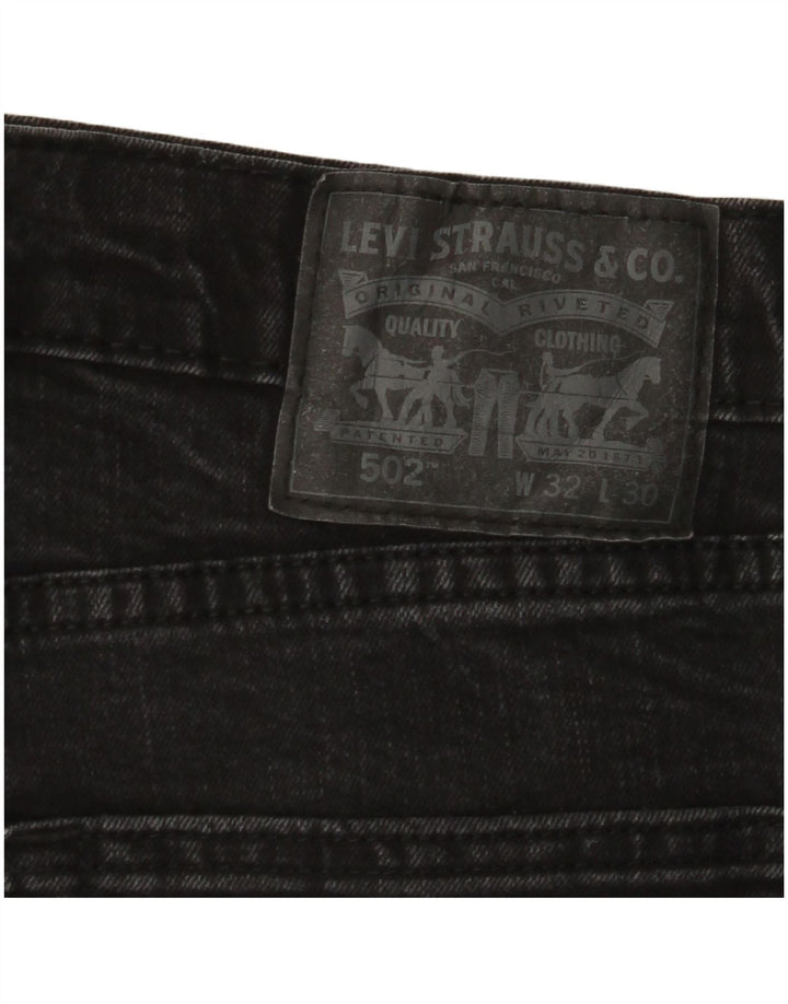 LEVI'S Masculino 502 Tapered Jeans W32 L30 Algodão Preto