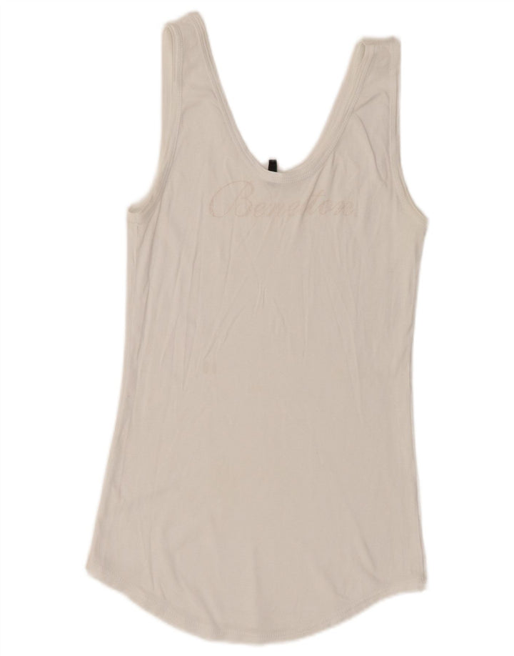 Top de colete gráfico feminino Benetton UK 6 XS branco