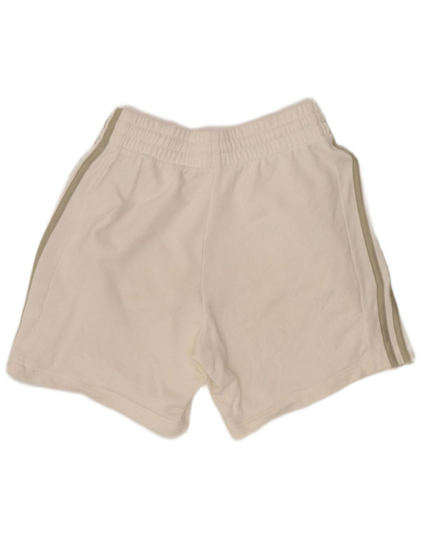 Shorts esportivos femininos Adidas UK 8 pequeno algodão branco