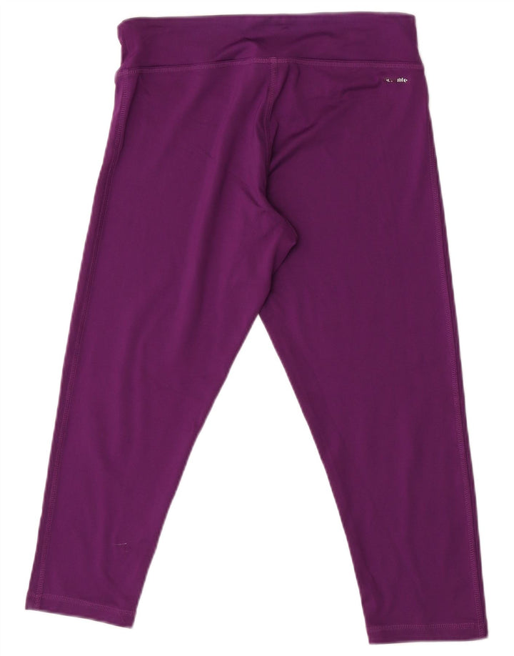 Adidas Womens Climalite Capri Leggings UK 8/10 Pequeno Roxo Poliéster