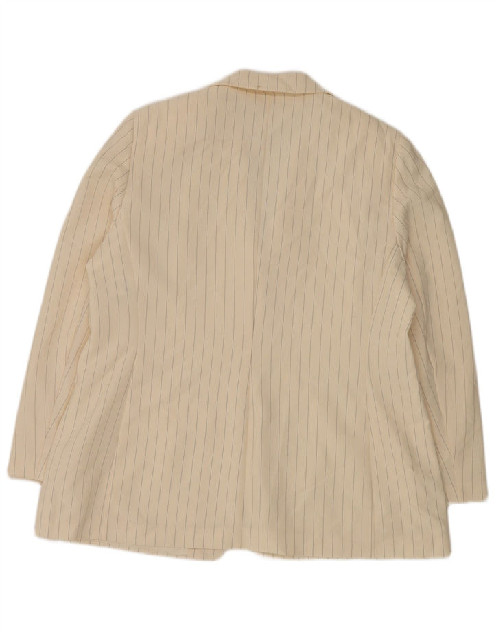 Jaqueta blazer feminina de 2 botões Marks & Spencer Reino Unido 20 2XL listrada branca