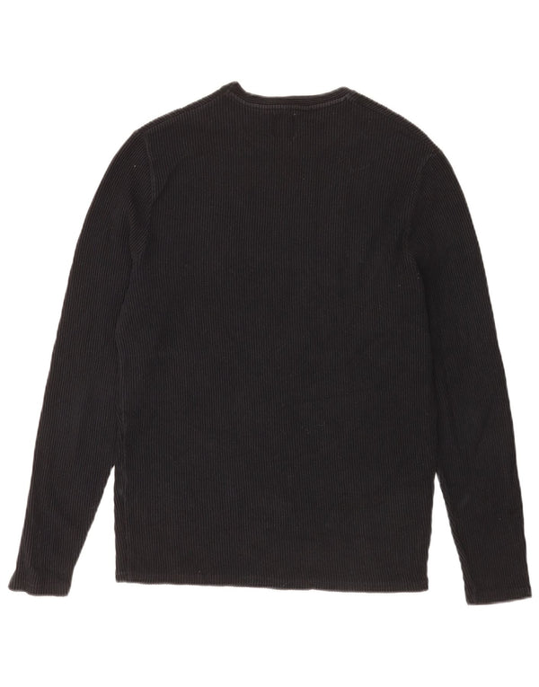 Zara Top masculino manga comprida médio algodão preto