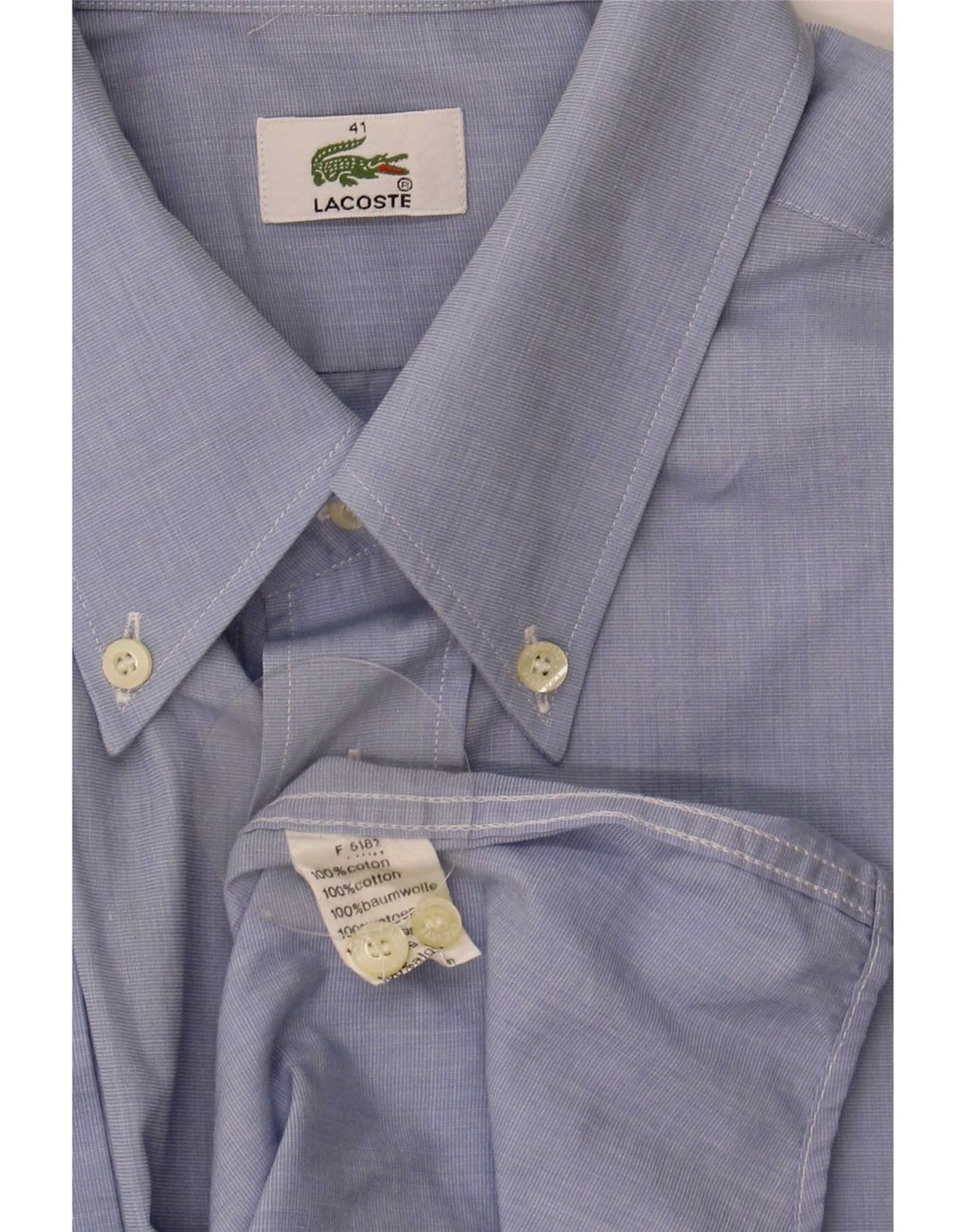 Lacoste Camisa masculina de manga curta tamanho 41 grande algodão azul