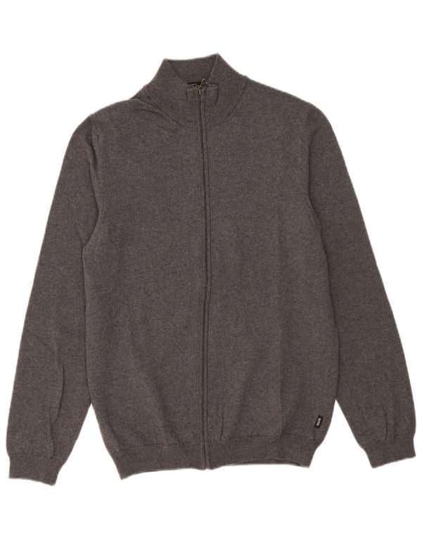 Hugo Boss Mens Slim Fit Cardigan Sweater Medium Grey Merino Wool